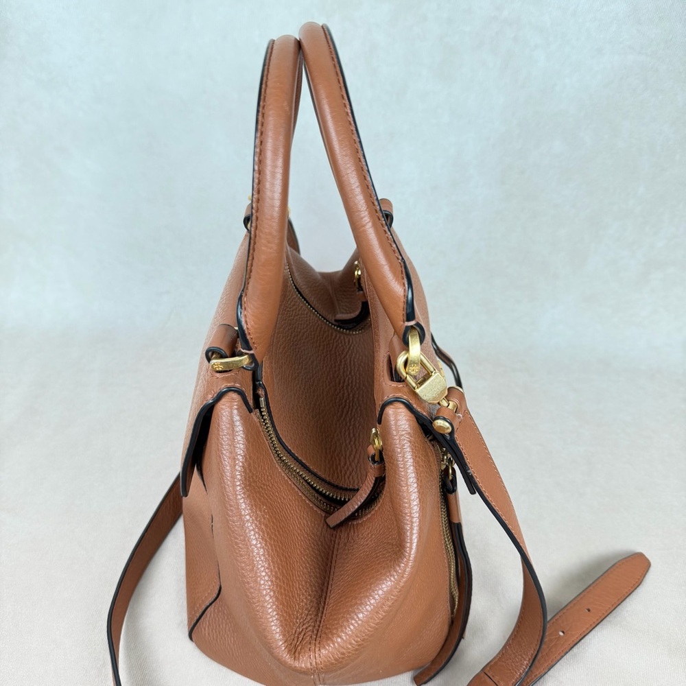 Tory Burch Brown Leather Half-Moon Top Handle Satchel Crossbody Bag - Picture 10 of 15